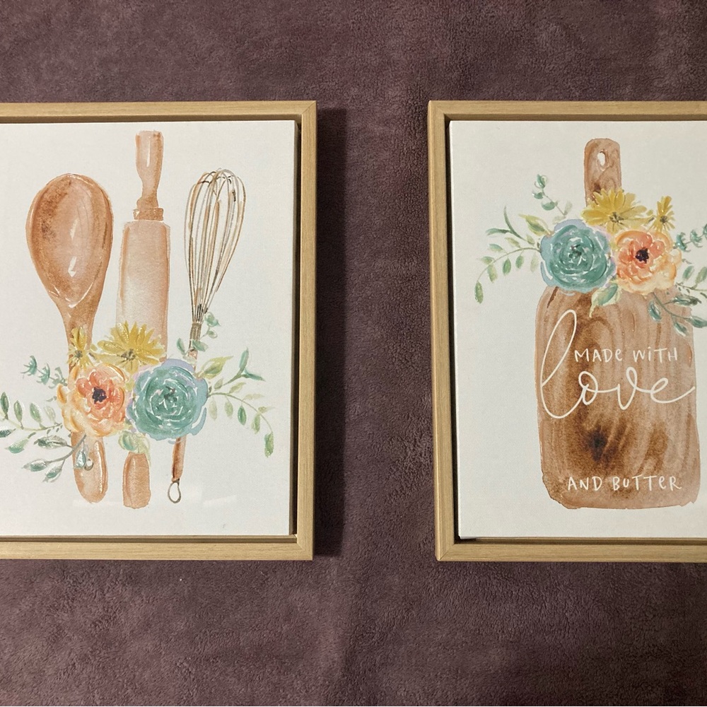 Floral Kitchen Utensil Wall Art Set
